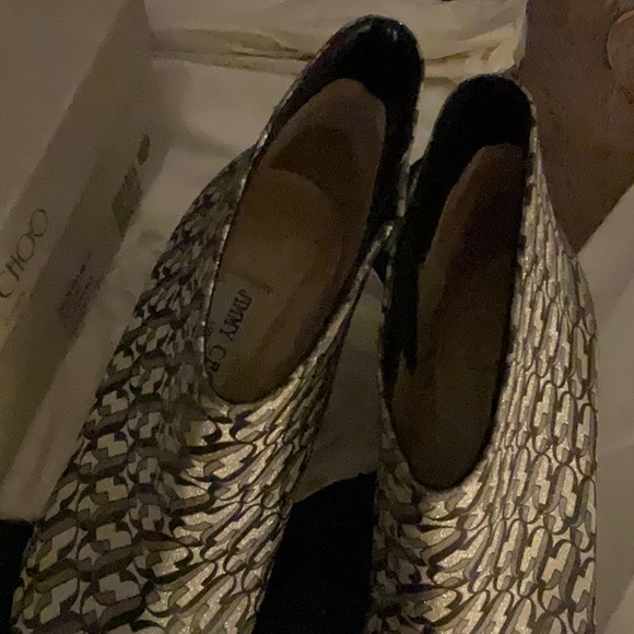Jimmy Choo Marinda silver/black glitter leather fits a size 10 but they are 43 - Picture 11 of 12